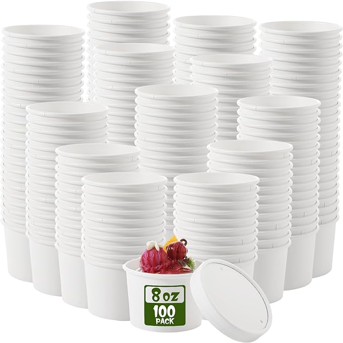 Fulmoon 100 Pack Paper Soup Containers by Fulmoon