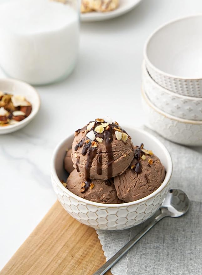 LE TAUCI Small Bowls 12 OZ, Ice Cream Bowl, Ceramic Embossment Stoneware Bowl - Image 2