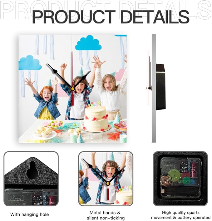Generic Custom Clocks for Walls Personalized Clocks with Photo Text Logo Customized Round Clock for Birthday Wedding Present Family Friends Gifts, 12inch-30cm