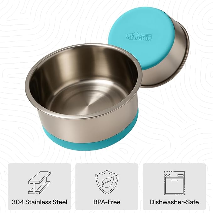GORILLA GRIP Dog Bowls, Food Grade 304 Stainless Steel Holds 4 Cups Each Food - Image 6