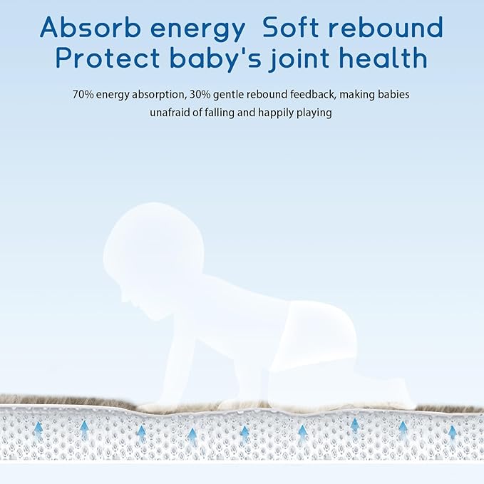 Baby Play Mat for Floor Tummy Time Mat Nursery Rug Muscle Mat Area Rug Playroom Rug Tatami Mat 6'7"x4'11" Memory Foam 1.3" Thick Crawling Mat For Babies,Toddlers, Infants, Kids,Floor Mat(Brown)