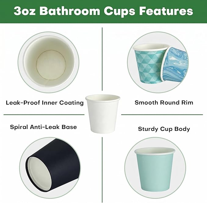 100 Pack 3 oz Bathroom Cups, BPA-Free Disposable Mouthwash Cups, Stackable - Image 4