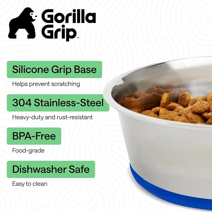 GORILLA GRIP Dog Bowls, Food Grade 304 Stainless Steel, Holds 4 Cups Each Food - Image 2