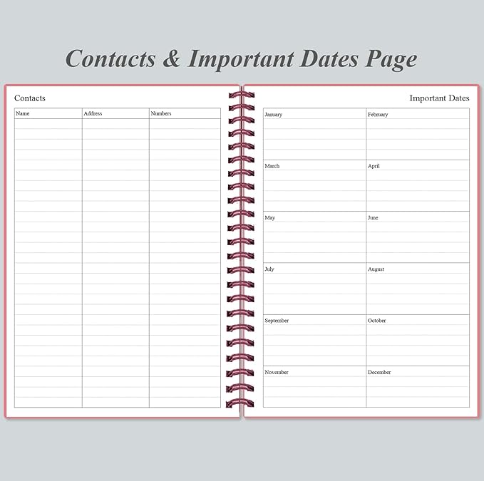 Daily Planner Undated - A5 To Do List Notebook Hourly Schedules, Spiral Appointment Planner for Women and Men, PVC Hardcover, Inner Pocket, Elastic Closure, 5.8" x 8.3", Pink