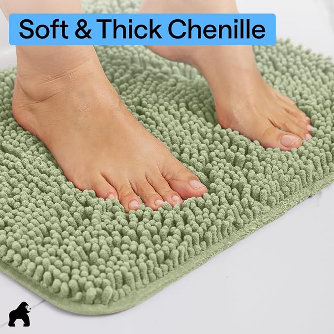 GORILLA GRIP Bath Rug Mat 60x17, Soft Absorbent Chenille, Quick Dry Microfiber - Image 4