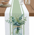 Sage Green Eucalyptus Leaves Table Runners 90 Inches Long, Farmhouse Stripe by Unknown