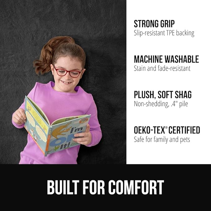 GORILLA GRIP Ultra Soft Washable Area Rug, Stain and Slip Resistant Plush Thick Carpet for Bedroom Living Room, No Shed Floor Rugs, Pet Friendly, Dorm Essentials, Kid Nursery Home Decor, 2x3 Dark Gray