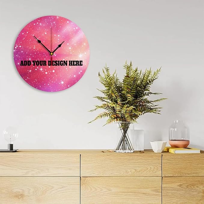 Generic Custom Wall Clock Personalized Clocks with Photo Text Logo That PVC Customized Round Silent Clock for Living Room Family Friends Gifts, 12inch-30cm