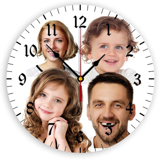 Generic Custom Wall Clock Personalized Clocks with Photo Text Logo Customize Gifts for Kitchen Bathroom Home Creative, 12inch-30cm