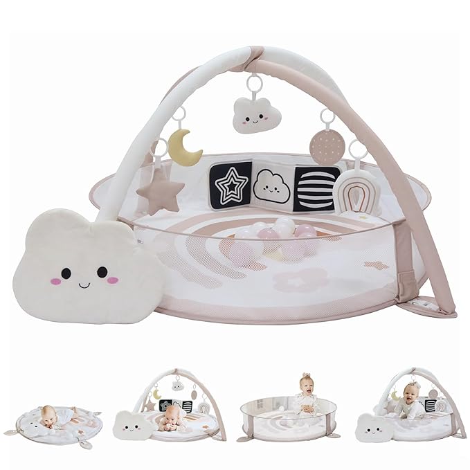 6-in-1 XL Play Mat & Play Gym, Baby Gym, Baby Activity Gym, Sensory Exploration and Motor Skill Development Toys (Blush)