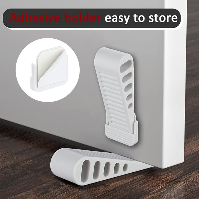 JQK Rubber Door Stopper Wedge, White 2 Pack Soft TPR Premium Door Stops for Bottom of Heavy Duty Door on Tile, Concrete, Carpet, Wooden Floor, DSB61-WH-P2