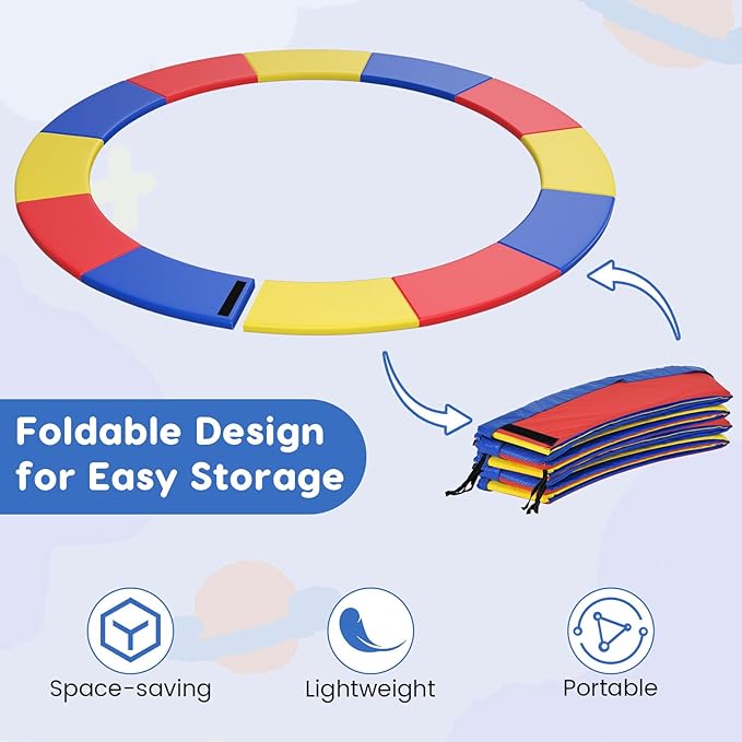 Giantex Trampoline Pad, 8ft 10ft 12ft 14ft 15ft 16ft Trampoline Replacement Safety Pad, No Holes for Pole, Waterproof Trampoline Accessories Spring Cover