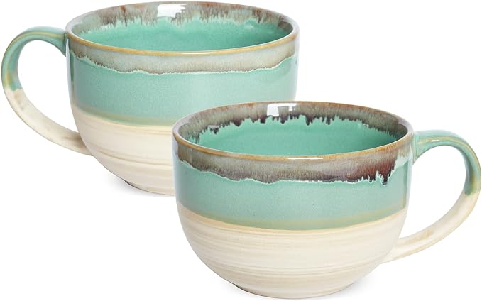 Ceramic Jumbo Coffee Mug Set of 2, 23 Oz, Large Mug Soup Bowls by Bosmarlin
