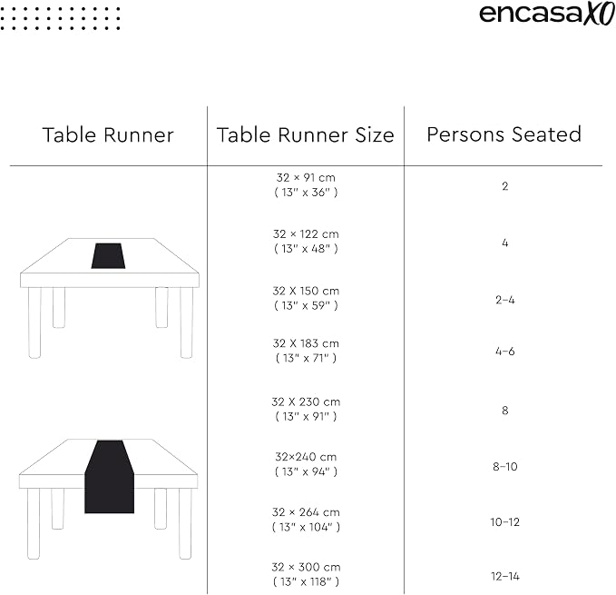 Encasa XO Table Runner, Cotton Canvas Dining Runner 13"x48" | White, 180 GSM - Image 6