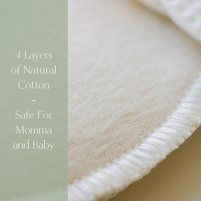 Natural Cotton Washable Nursing Pad, Essential for Newborn Care, Perfect Breast Pads for Leaking Milk, Nipple Pads for Nursing Newborns, Must-Have for Breastfeeding Moms (4 Pads per Package)