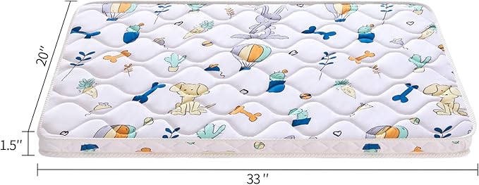 Baby Bassinet Mattress 33x 20 inches- Firm Support and Comfort Premium Foam,Noiseless and Odorless,Hypoallergenic Small Crib Mattress, Fits Moses Basket, Dual Sided with Soft Breathable Fabric