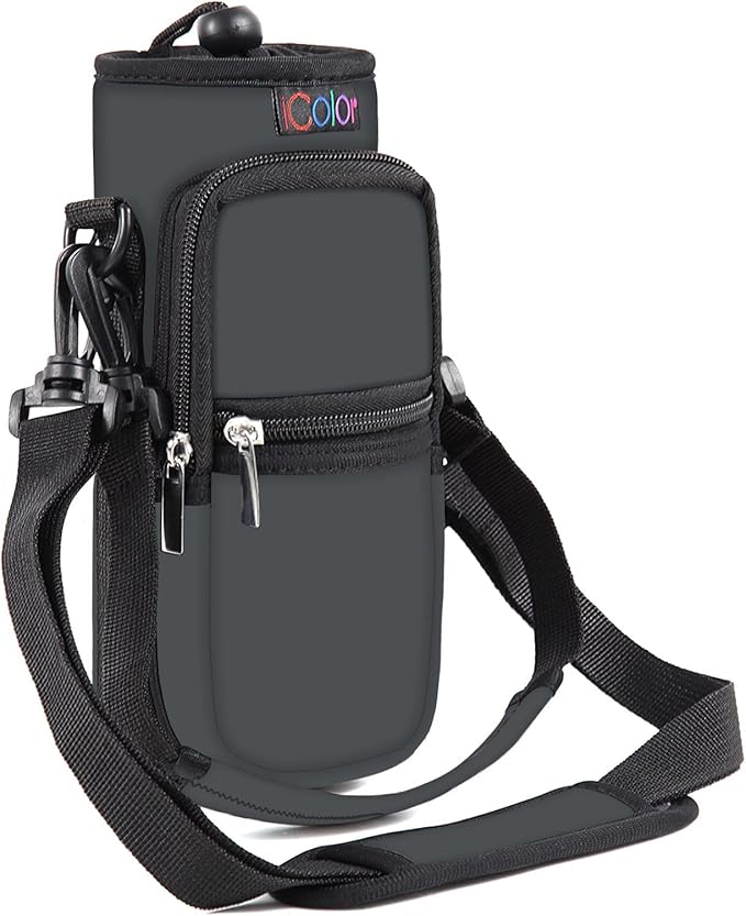 icolor Water Bottle Carrier Bag with Strap 25/32/40 oz Crossbody Bottle Holder with Phone Pocket Sling Sleeve Insulated Neoprene Water Bottle Pouch for Walking Travelling
