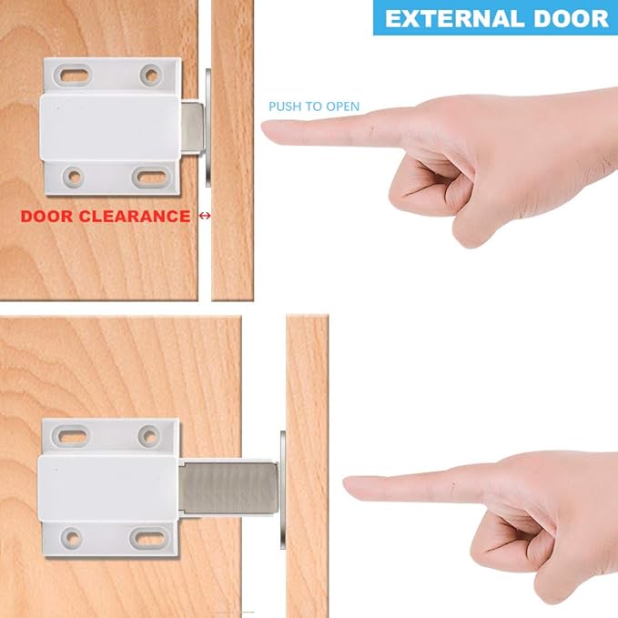 10 Pack Magnetic Push Latch Catch Push to Open Latch Pressure Touch Release Cabinet Catch for Doors Drawers Release Latch Kitchen Drawer Push Catch Pop Out Latch (White)