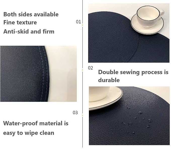 Set of 8 Faux Leather Round Placemats and Coasters, Coffee Mats Kitchen Table - Image 2