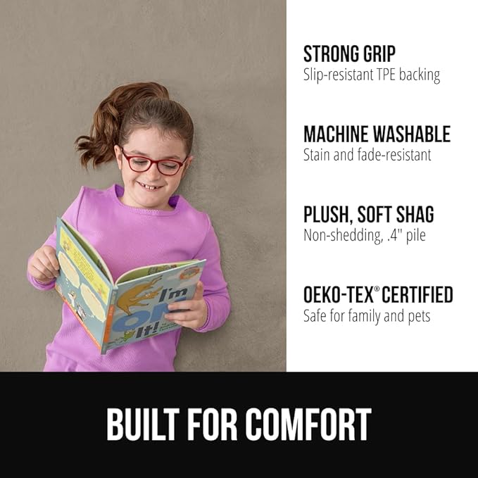 GORILLA GRIP Ultra Soft Washable Area Rug, 8x10, Stain and Slip Resistant Plush Thick Carpet for Bedroom Living Room, No Shed Floor Rugs, Pet Friendly, Dorm Essentials, Kids Nursery Home Decor, Taupe