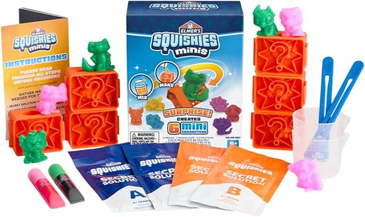Elmer's Squishies Kids’ DIY Activity Kit, Create 4 Mystery Characters, 24 Piece Kit for Ages 6 and Up, Perfect for Stress Relief and Sensory Play