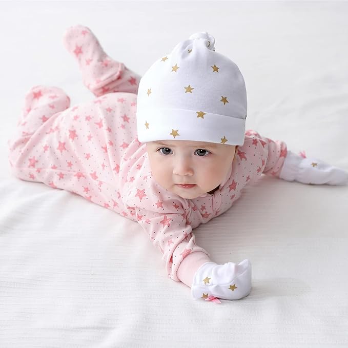 Newborn Baby Boy Girl Caps Mittens Socks Set Cotton Baby Essentials Accessories (Hats+Gloves+Socks)