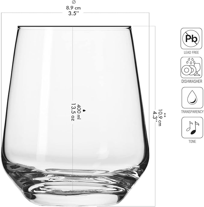 Krosno Water Drinking Glasses, 13.5 oz, Splendour Collection, Elegant Tumbler - Image 2