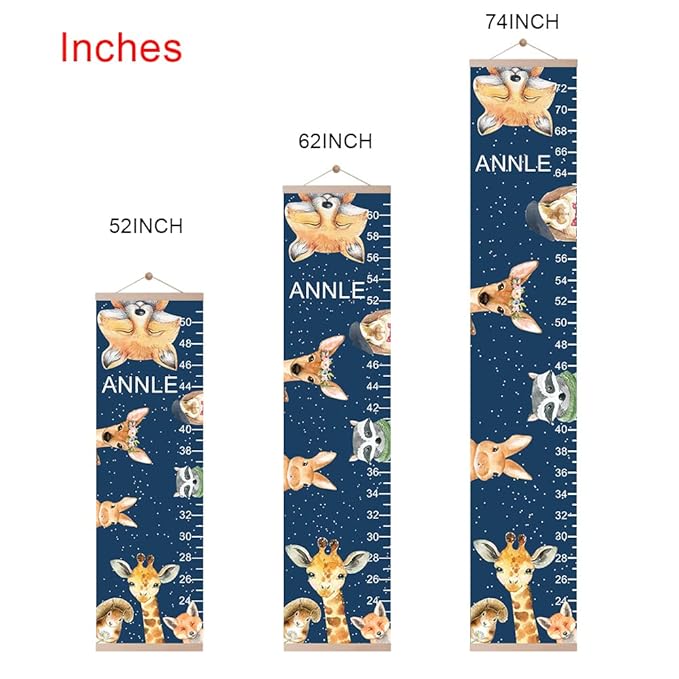 Personalized Kids Height Chart - Canvas Growth Ruler for Boys and Girls - Custom Name Banner with Removable Nursery Wall Decor - Gift for Kid’s Room Decoration