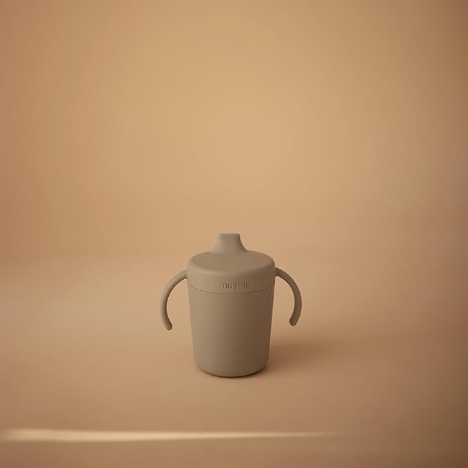 mushie Trainer Sippy Cup | Made in Denmark | Leak Resistant Twist-Off Lid & Handles | 6 Months + (Sage)