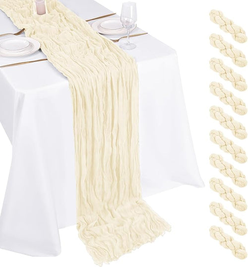10 Pack Ivory Cheesecloth Table Runner 17x108 Inch Boho Gauze Cheese Cloth by Unknown