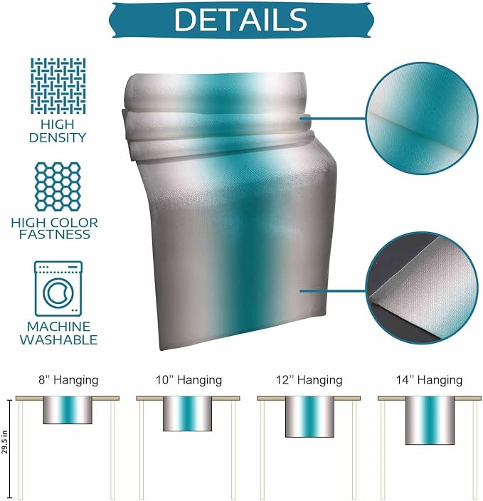 Turquoise Gray Ombre Table Runners 70 Inches Long, Farmhouse Teal Gradient - Image 8