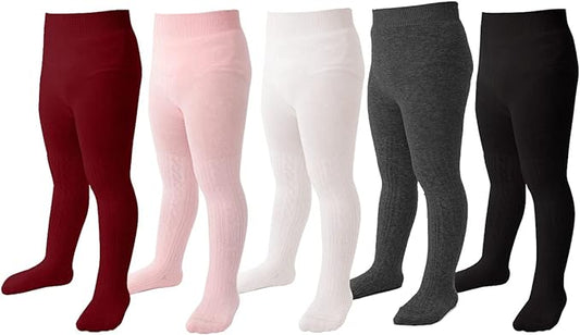 Marchare Baby Girls Tights Thick Solid Cable Knit Leggings Winter Warm Stockings For Toddler Girls 1/2/3/4/5 Pack