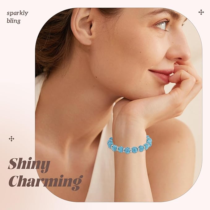 105pcs 10mm Rhinestone Beads for Jewelry Making, Aquamarine Shiny Round Disco Ball Beads Bulk, Sparkle Crystal Clay Christmas for Bracelet Baseball Necklace Earring Crafting and DIY