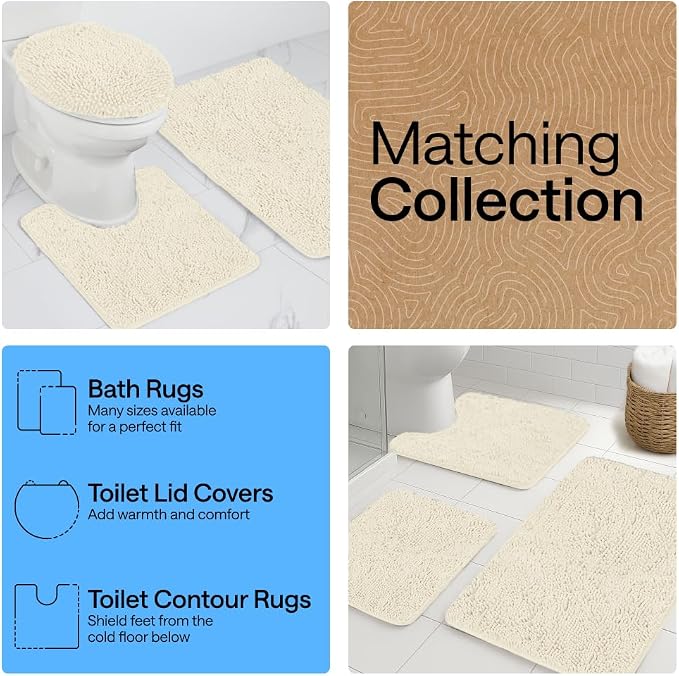 GORILLA GRIP Bath Rug Mat 60x24, Thick Soft Absorbent Chenille, Quick Dry - Image 8