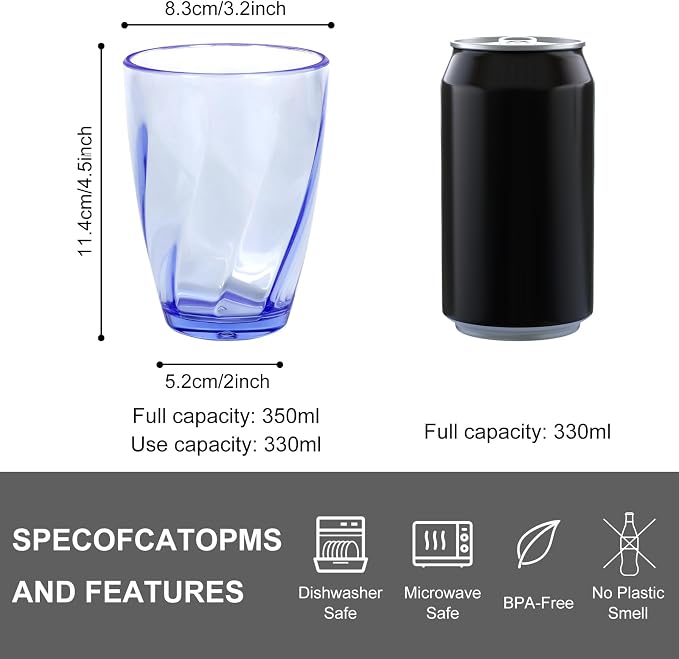 Topsky 12-ounce Plastic Water Tumblers | Set of 4 Transparent Unbreakable - Image 4