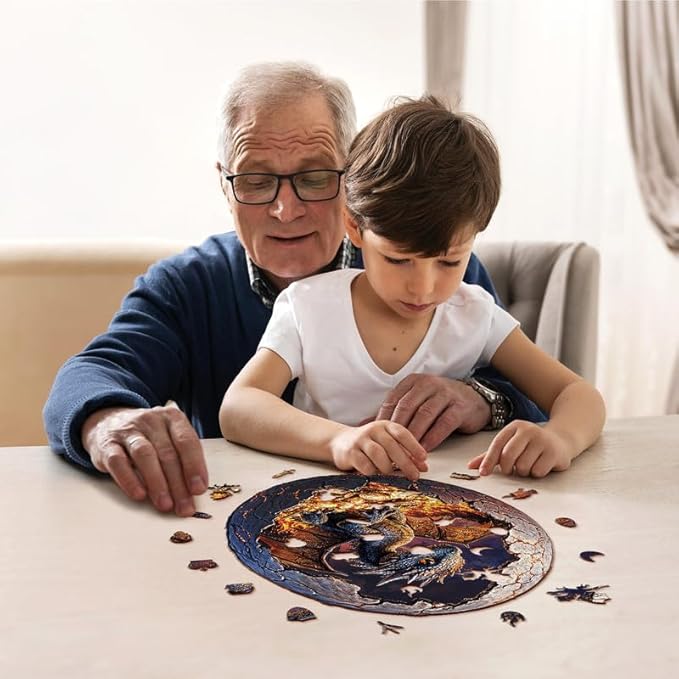 Jigfoxy Wooden Puzzle for Adults, Hatchling Dragon Wooden Jigsaw Puzzles for Adults, Unique Animal Shape Wood Cut Puzzles for Family Friend Puzzle Lovers(S-8.4 * 6.9in-111pcs)