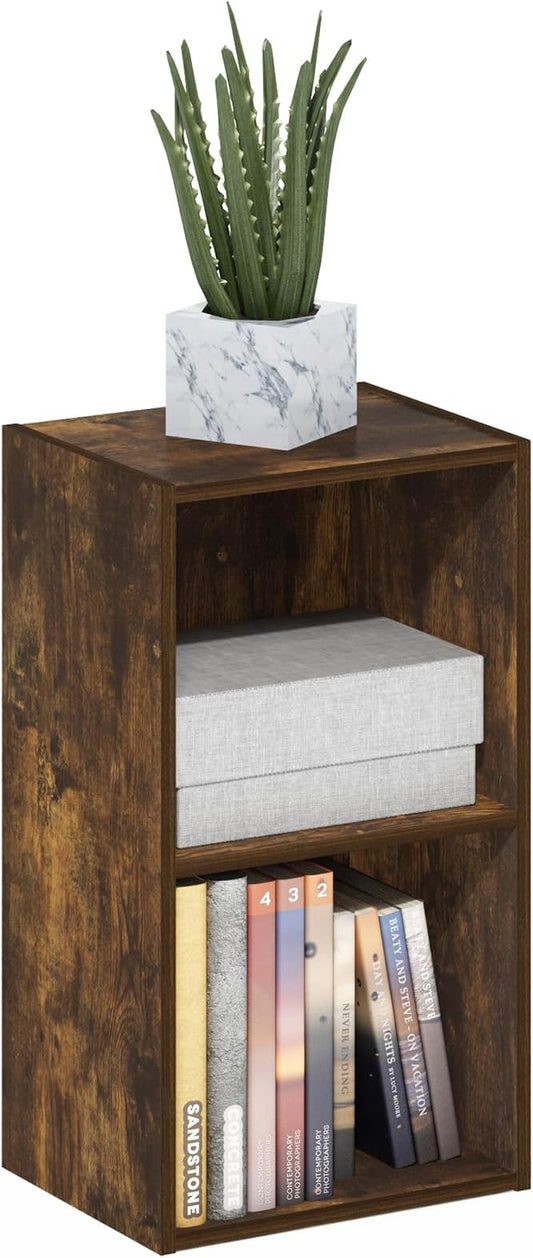 Furinno Pasir 2-Tier Open Shelf Bookcase, Bookshelf, Amber Pine