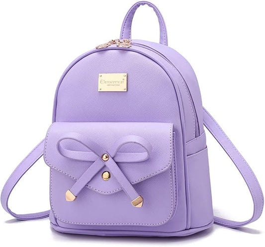 I IHAYNER Girls Bowknot Cute Leather Backpack Mini Backpack Purse for Women