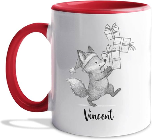 Fox Coffee Cup 11 Oz 15 Oz, Personalized Fox Mug Gift For Men Women Foxes Lover Daughter Son, Customized Name Animal Accent Coffee Mug, Foxes White Ceramic Cup Gift For Birthday Christmas Holiday