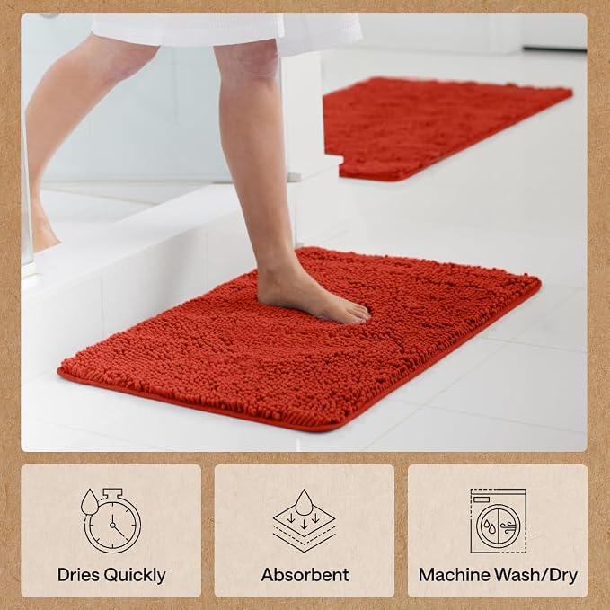 GORILLA GRIP Bath Rug Mat, Thick Soft Absorbent Chenille, Quick Dry Microfiber - Image 7