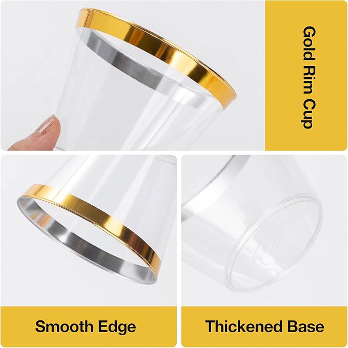 Goodluck 50PCS 9oz Gold Disposable Cups, Plastic Cups - Image 3