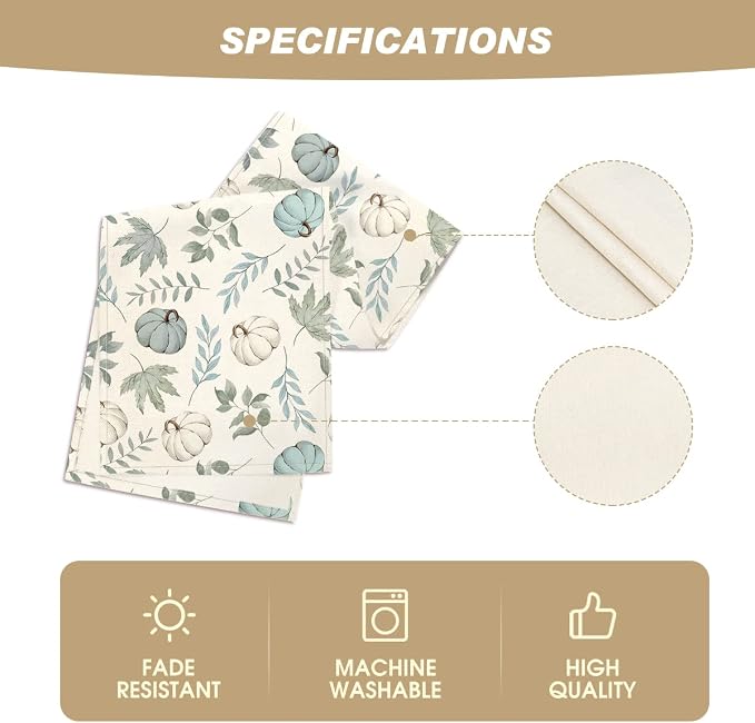 Artoid Mode 210 GSM Fall Table Runner 13x36 Inch Home Party Decor | Blue - Image 5