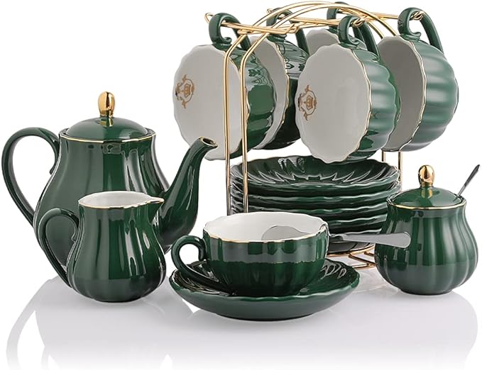Sweejar Home Porcelain Tea Sets British Royal Series, 8 OZ Cups& Saucer Service by Sweejarco1949