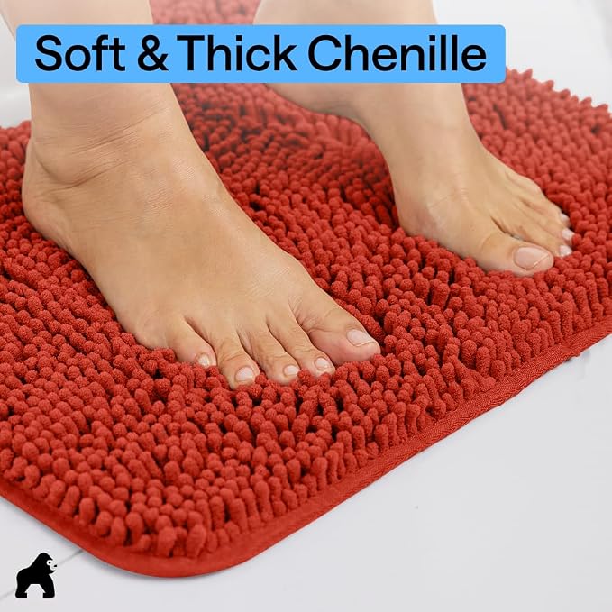 GORILLA GRIP Bath Rug Mat, Thick Soft Absorbent Chenille, Quick Dry Microfiber - Image 4