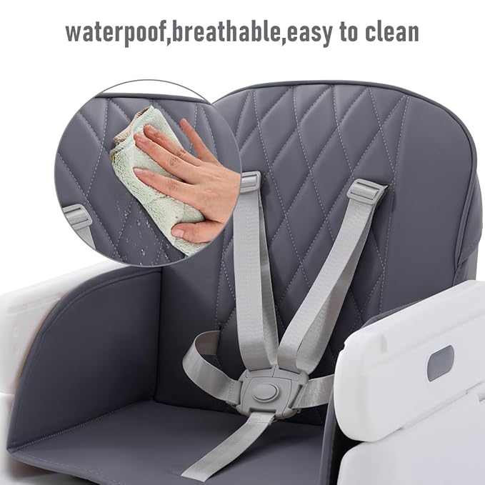 3 in 1 Baby High Chair,Adjustable Convertible Infant Baby Feeding Chair Booster for Eating with Detachable Double Tray,5 Point Harness,Deep Gray