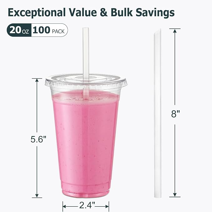 AOZITA 20 oz Clear Plastic Cups - Image 2