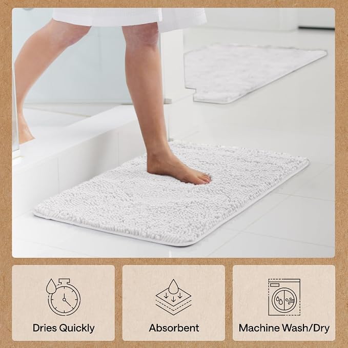 GORILLA GRIP Bath Rug Mat, Thick Soft Absorbent Chenille, Quick Dry Microfiber - Image 7