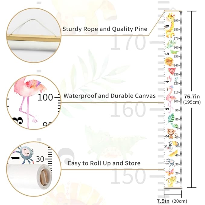 Baby Growth Chart for Wall - Height Chart for Kids Nursery Decor Wall Hanging Measurement Ruler Toddler Room Decor Play Room Essentials Birthday Christmas Gifts for Boys Girls 79"X7.9" (Butterfly)