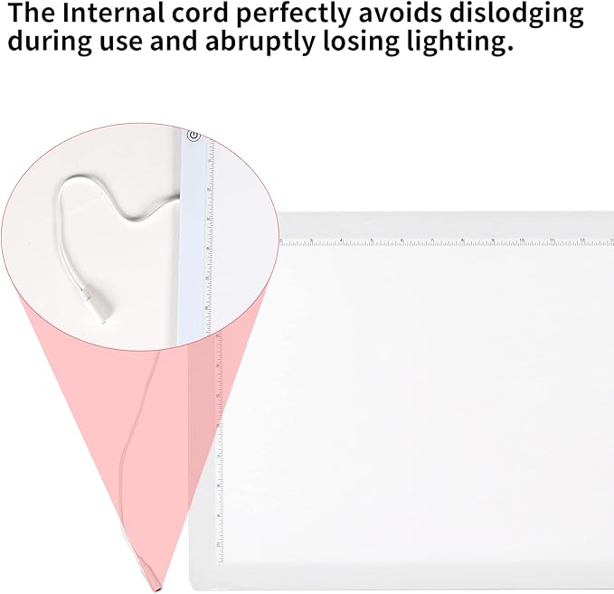 YINGWOND A3 LED Light Pad with Fixed Cord, 16.6 * 12.6 Inches, 3 Levels of Brightness up to 8000LUX, Uniform Illuminated Light Box for Tracing Drawing Weeding Vinyl and Diamond Painting