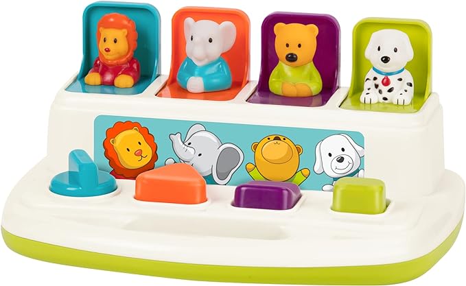 Battat Pop-Up Toy, Pop-Up Pals Cause-and-Effect Animal Toy, 4 Pals | 4 animal by Battat